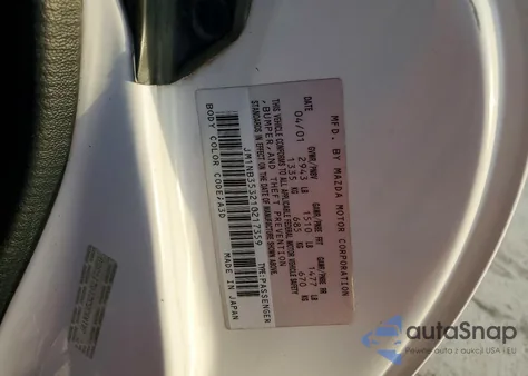 2001 Mazda Mx-5 Miata Base z USA, uszkodzony, nr VIN JM1NB353210217359